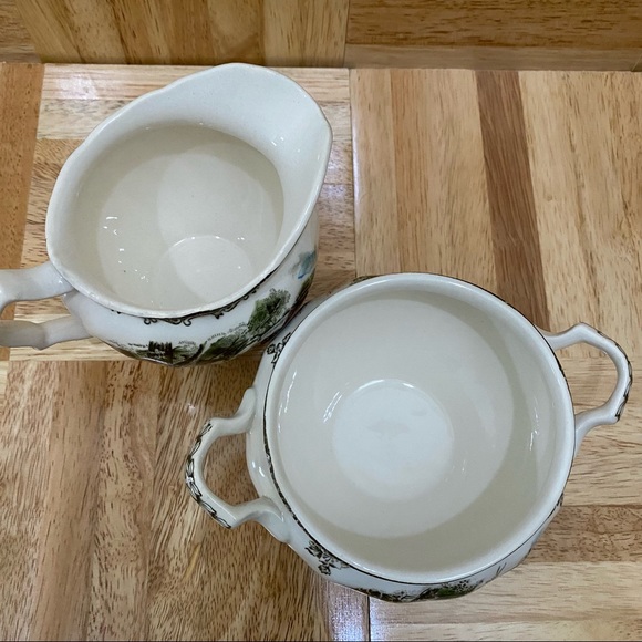 Vintage Johnson Bros The Friendly Village Sugar Bowl (No Lid) & Creamer Set - Picture 3 of 14